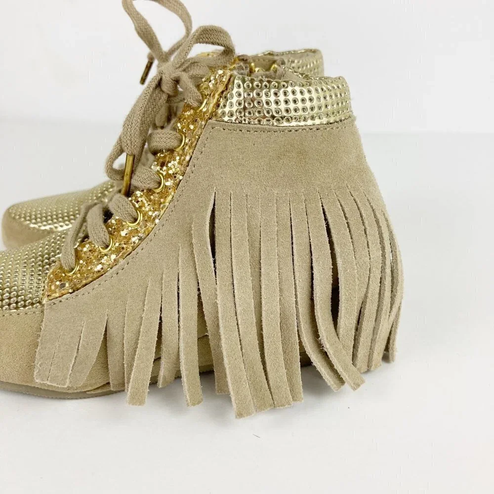 Joyfolie Toddler Felicity Fringe Sneaker Booties Sz 8